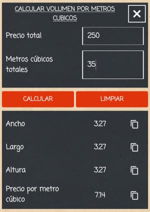 calcular volumen por metros cúbicos